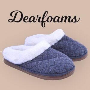 NEVER WORN Dearfoams Cozy‎ Comfort Wool Inspired Scuff, Grey - Large (US 9-10)